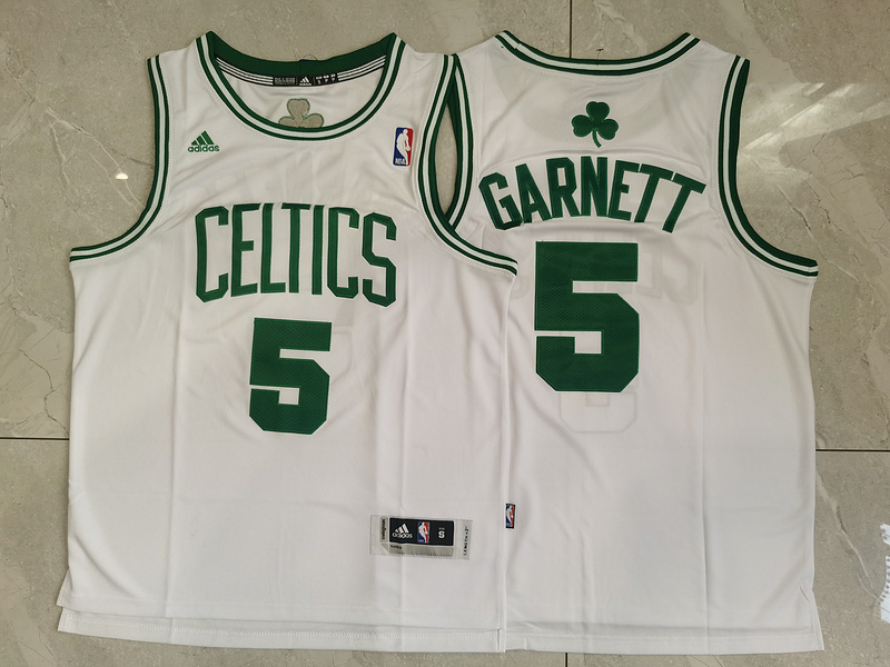 Men Boston Celtics #5 Garnett White Adidas 2025 NBA Jersey->->NBA Jersey